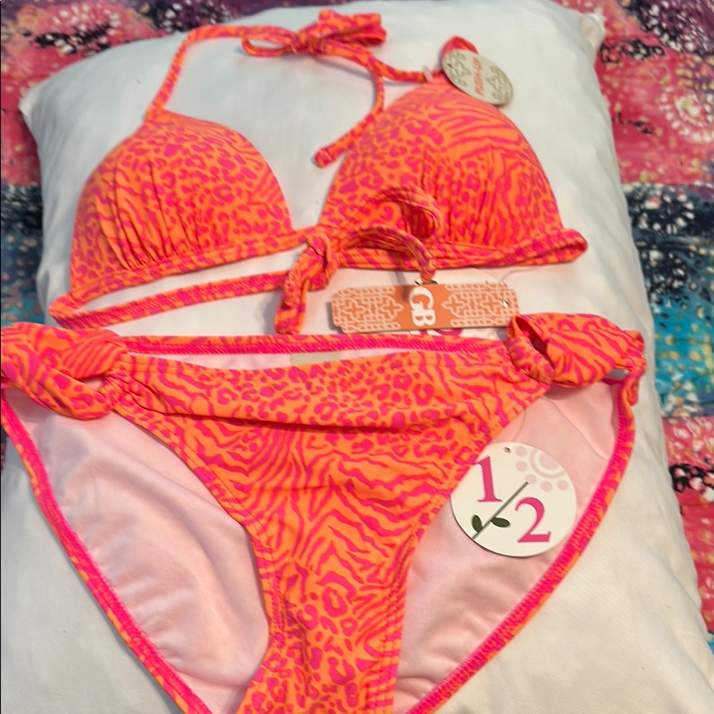 Gianni Bini Pink and Orange Bikini Swimwear